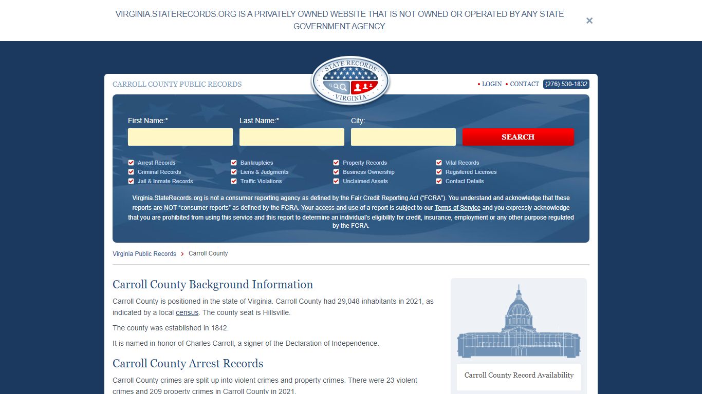 Carroll County Arrest, Court, and Public Records | StateRecords.org