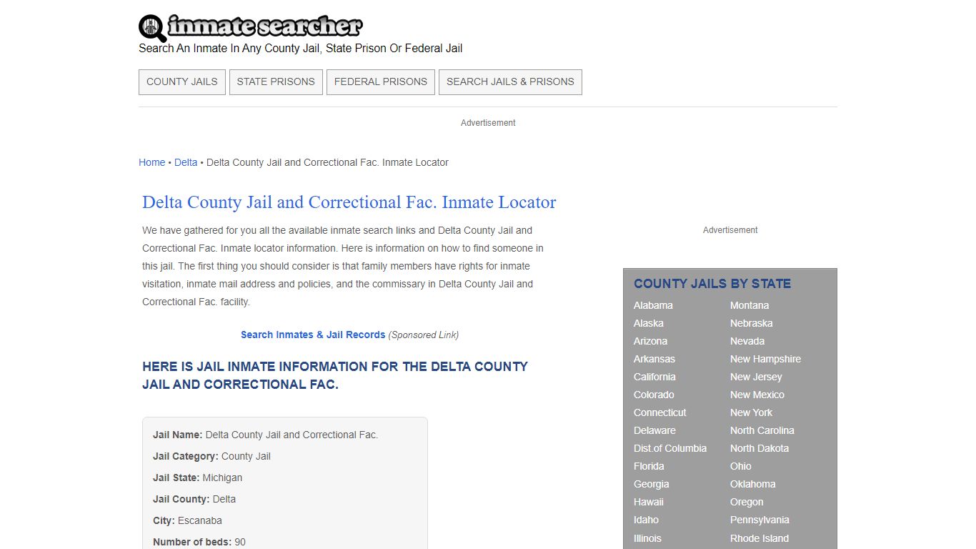 Delta County Jail and Correctional Fac. Inmate Locator - Inmate Searcher