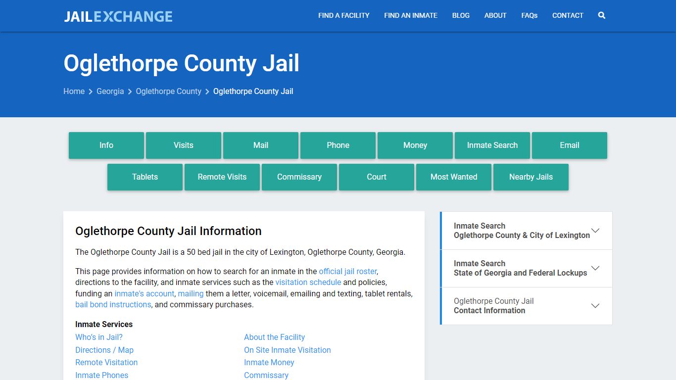 Oglethorpe County Jail, GA Inmate Search, Information