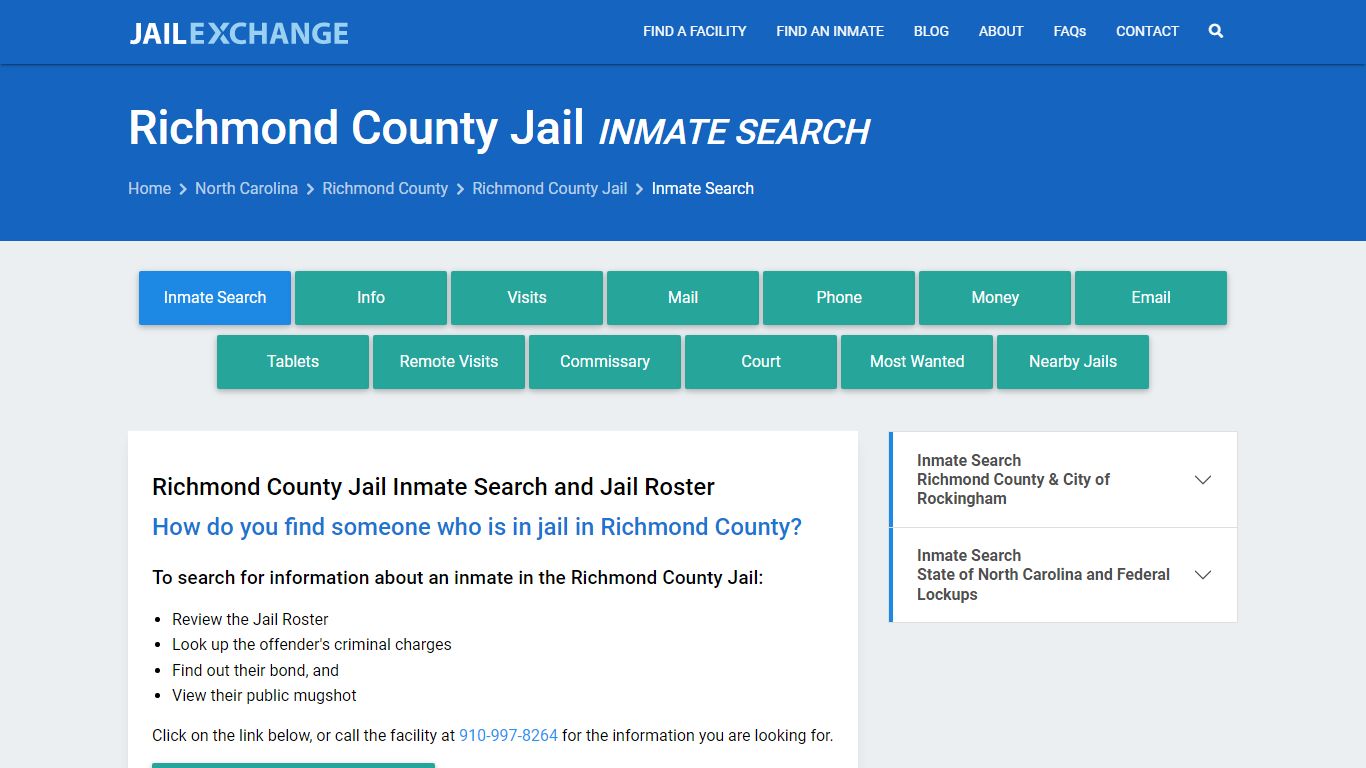 Inmate Search: Roster & Mugshots - Richmond County Jail, NC