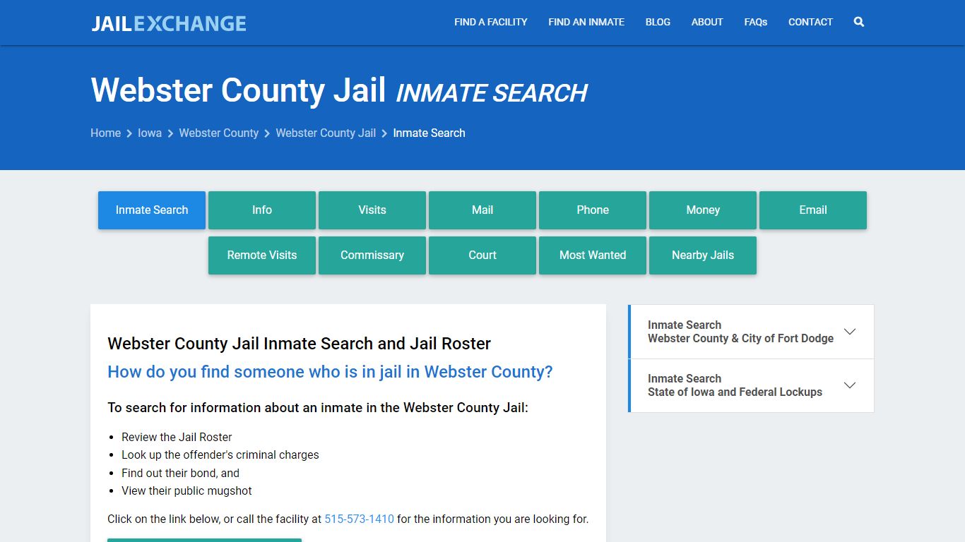 Inmate Search: Roster & Mugshots - Webster County Jail, IA